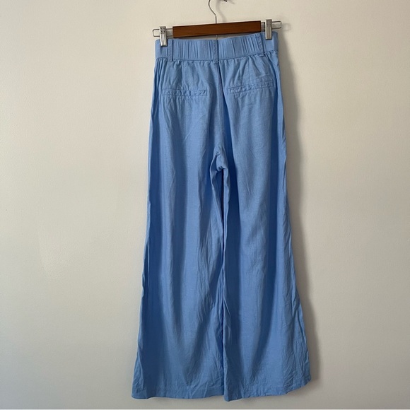 Abercrombie & Fitch Sloane Tailored Wide Leg Pants Linen Blue Small Short - Picture 6 of 13